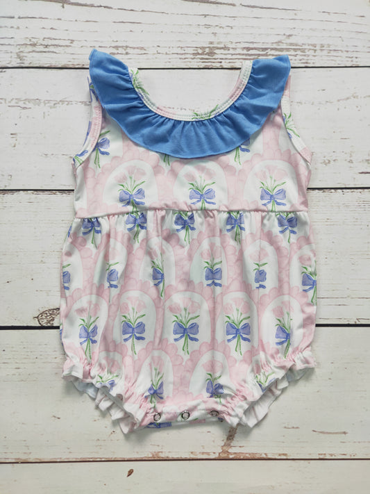 Pink & Blue Flower Printed Baby Girl Bubble