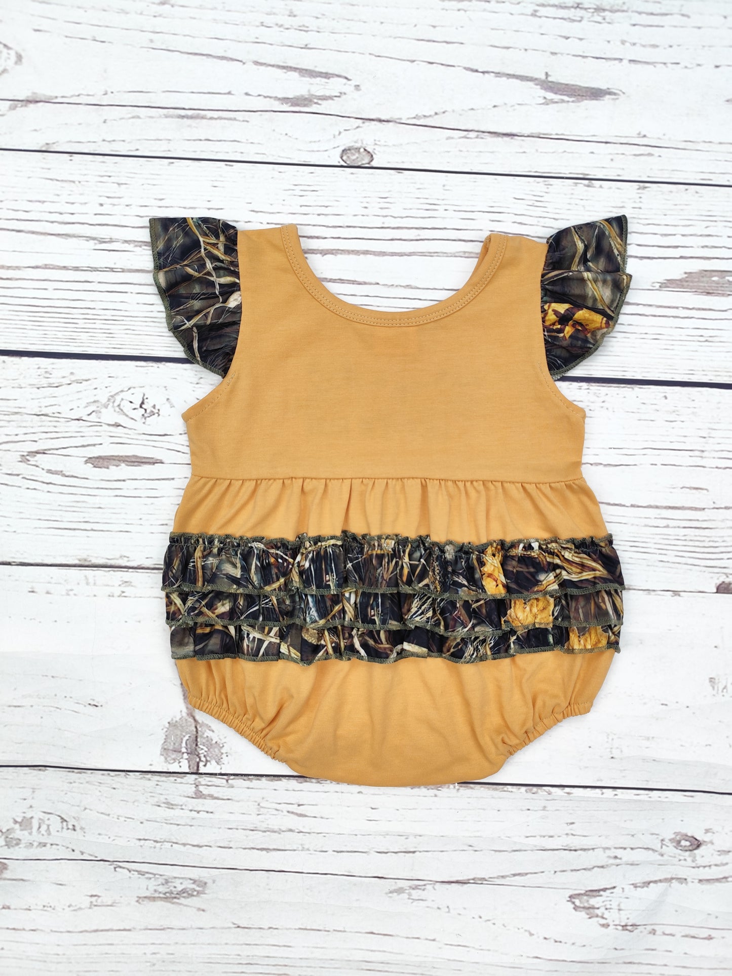 Baby Girl Deer Appliqué Camouflage Ruffle Bubble
