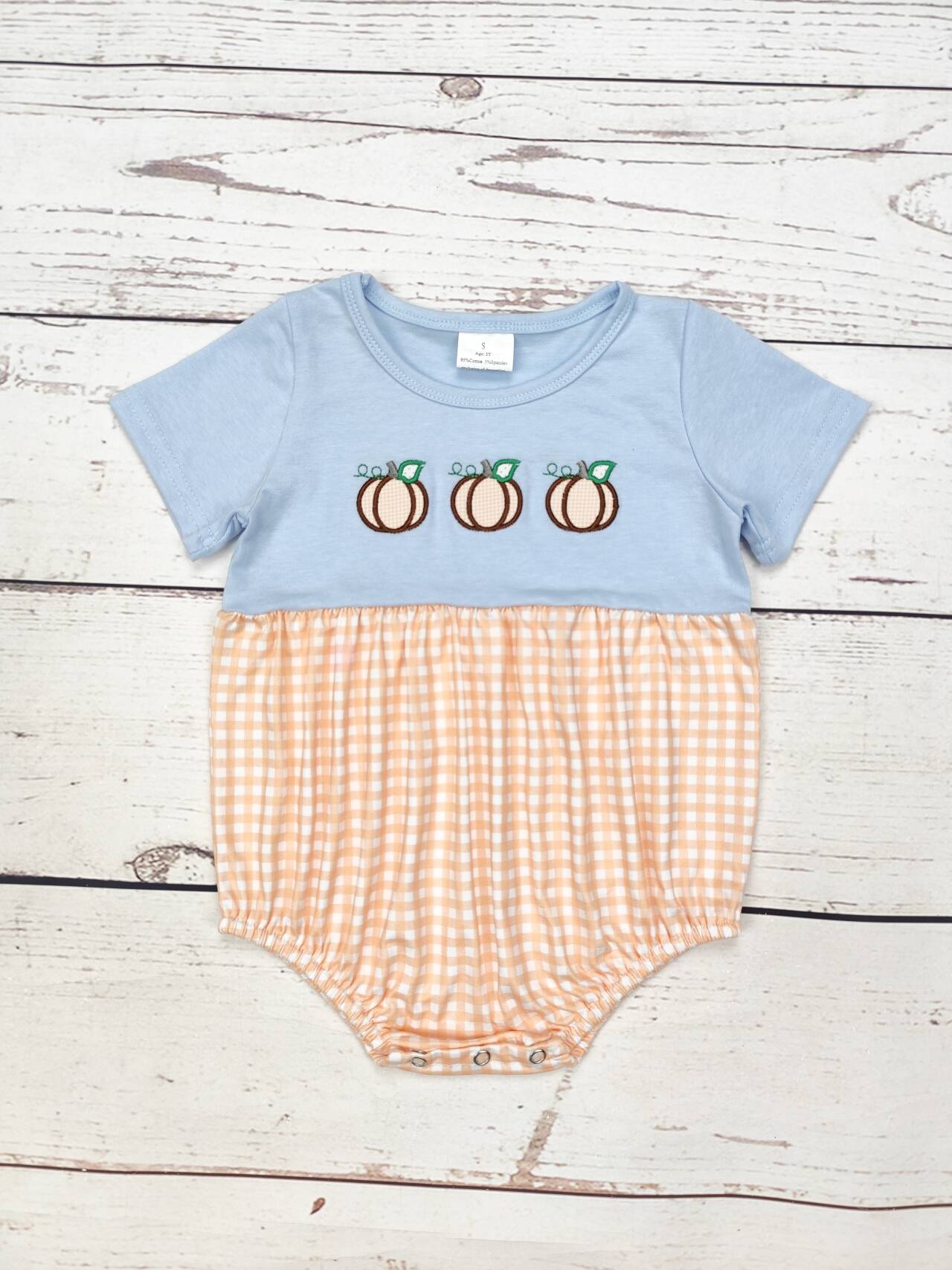 Baby Boy Pumpkin Appliqué Fall Bubble