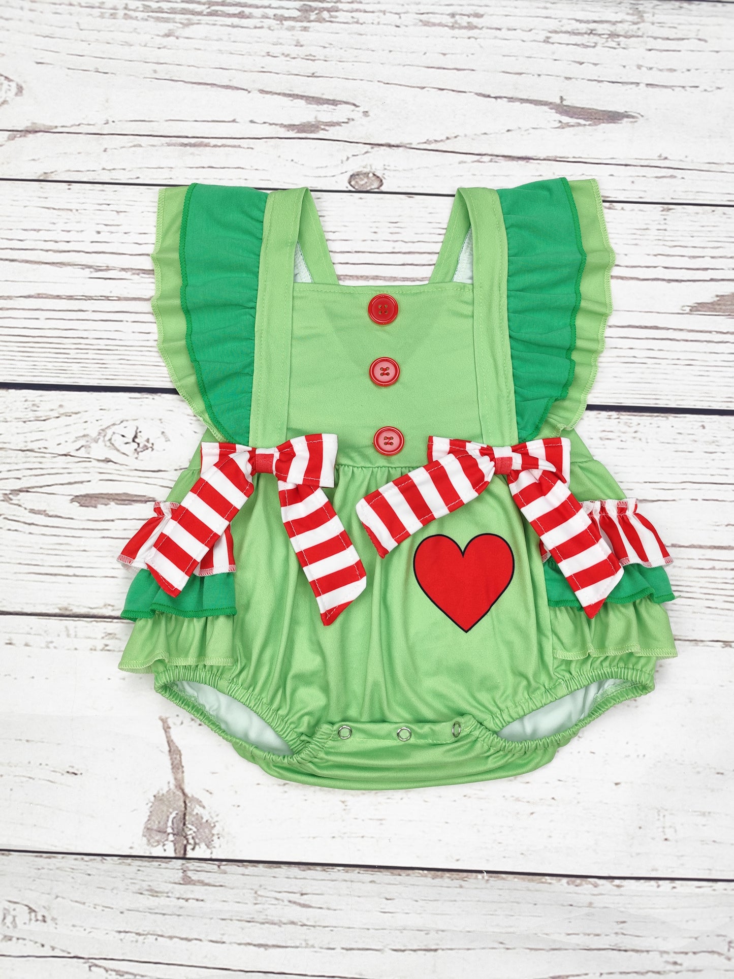 Baby Green Christmas Bubble with Heart Print