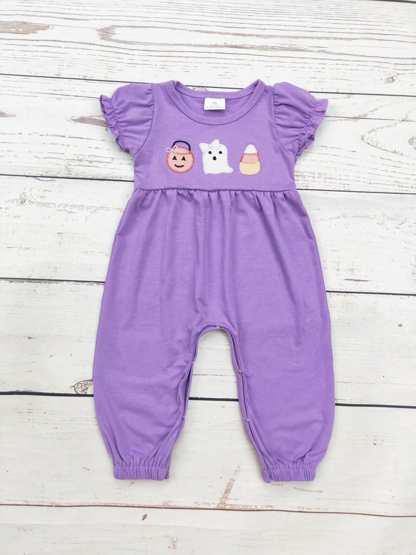 Baby Girl Cotton Appliqué Halloween Romper