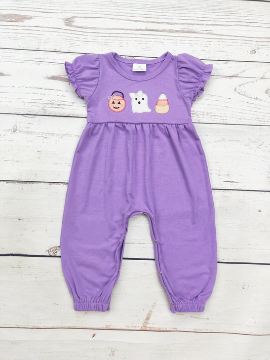 Baby Girl Cotton Appliqué Halloween Romper