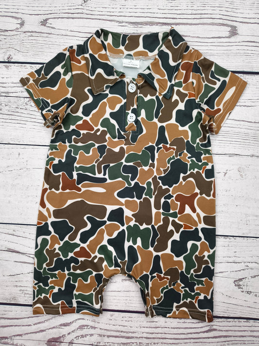 Baby Boy Dark Camouflage Romper