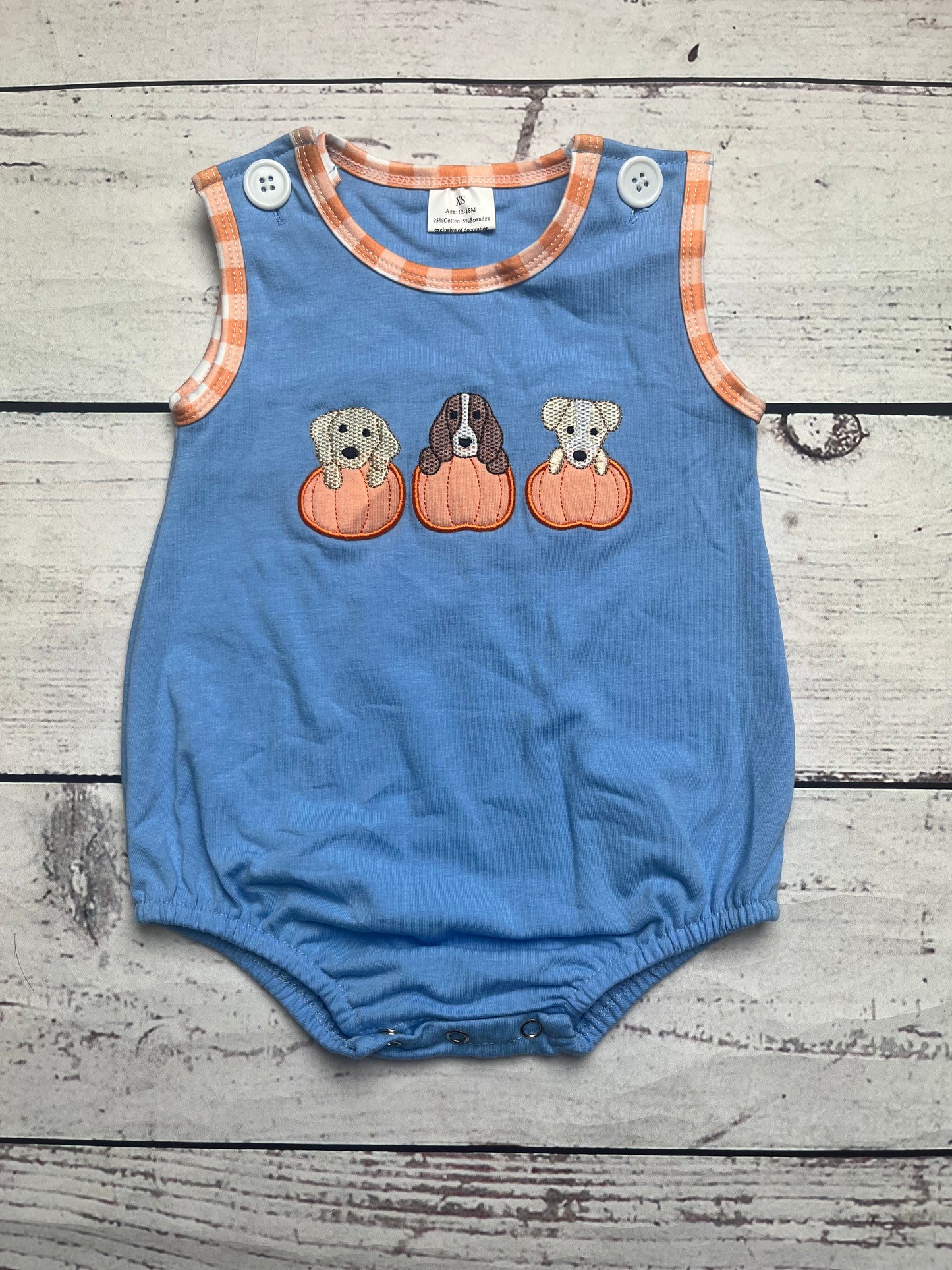 Baby Boy Puppy Pumpkin Appliqué Bubble