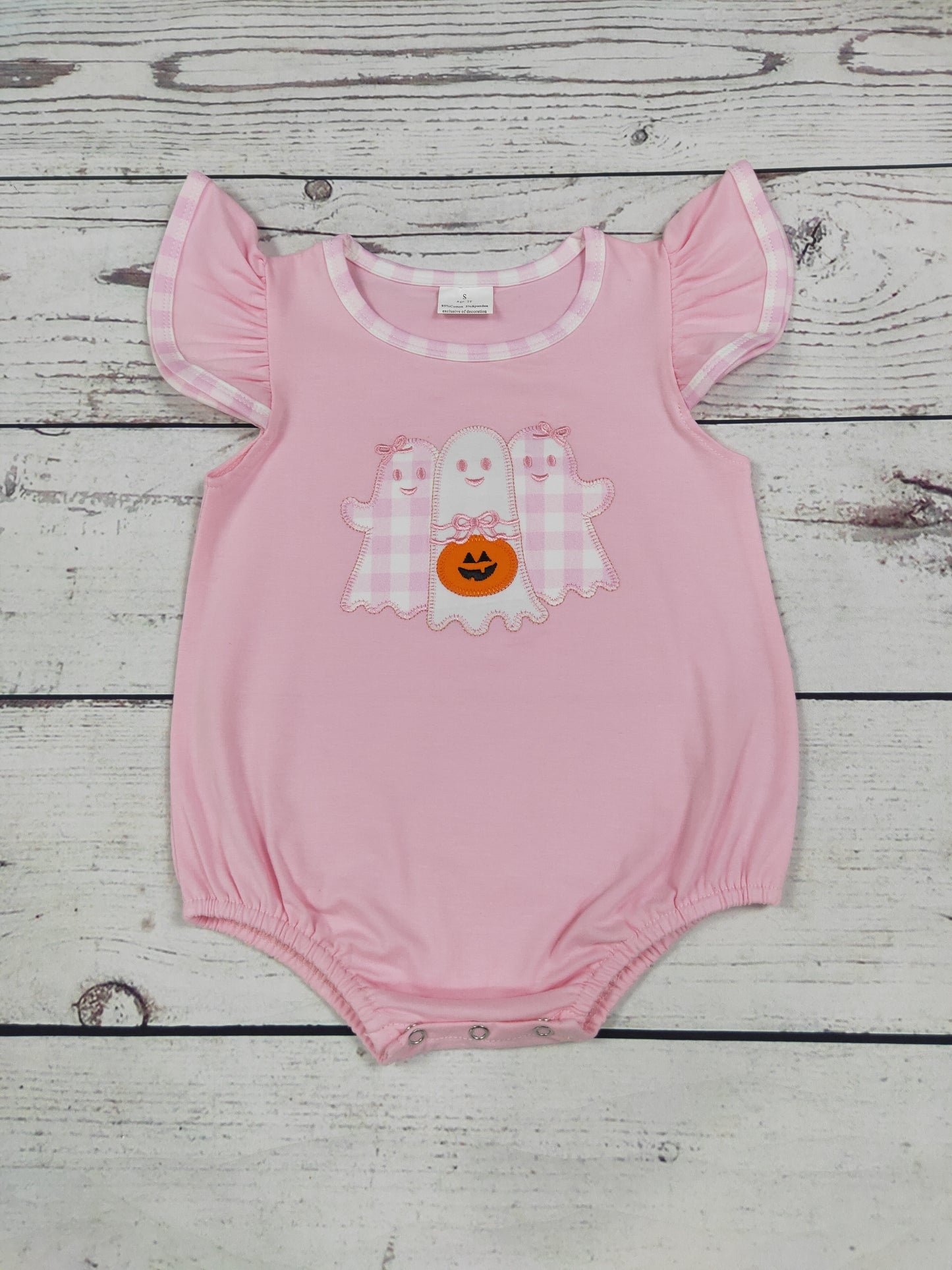 Baby Girl Ghost Appliqué Halloween Bubble