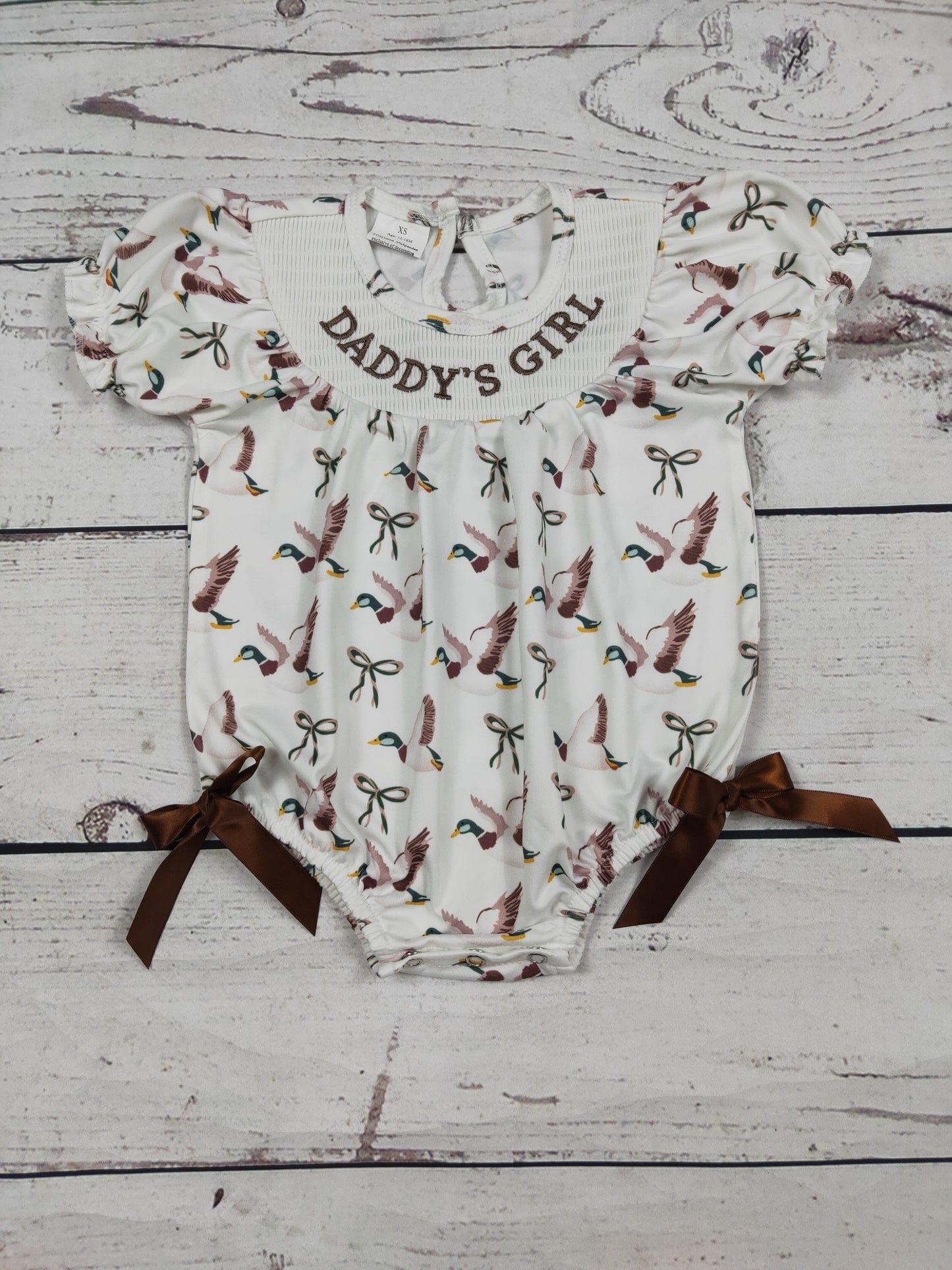 Duck Printed DADDY'S GIRL Smocked Bubble