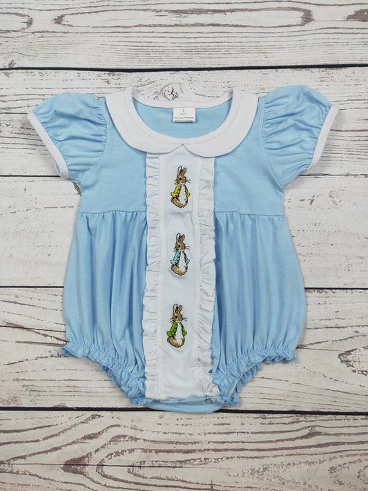 Baby Girl Rabbit Appliqué Easter Bubble