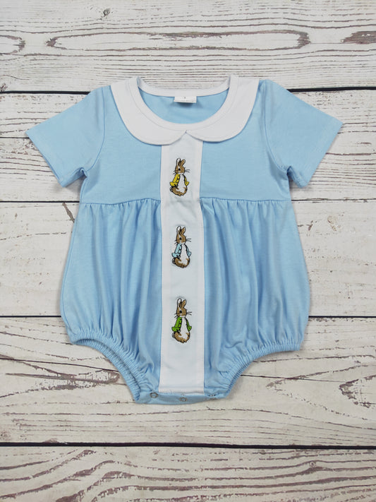 Baby Boy Rabbit Appliqué Easter Bubble