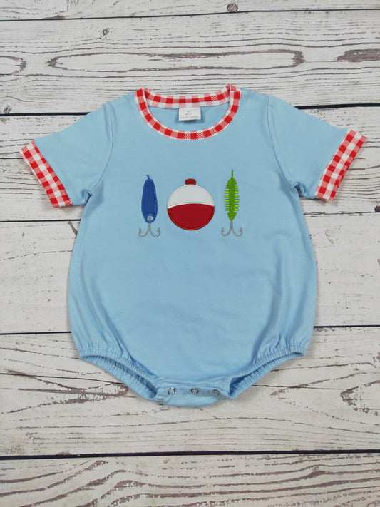 Lure Appliqué Fishing Baby Boy Bubble