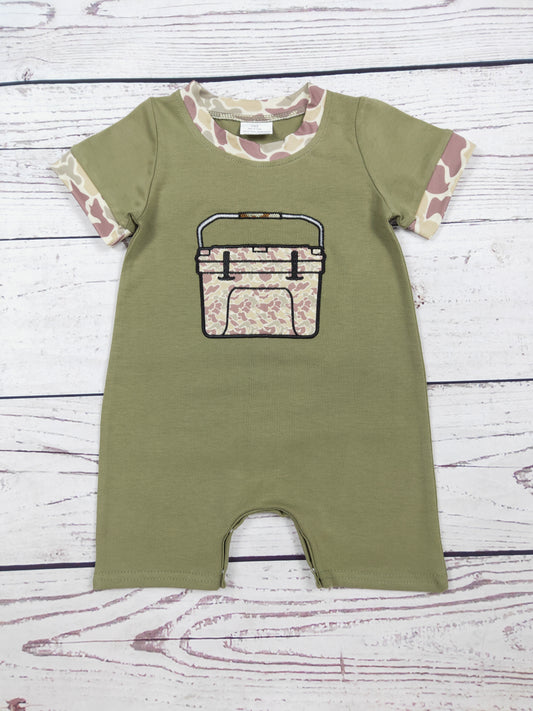 Baby Boy Appliqué Camouflage Printed Fishing Bubble