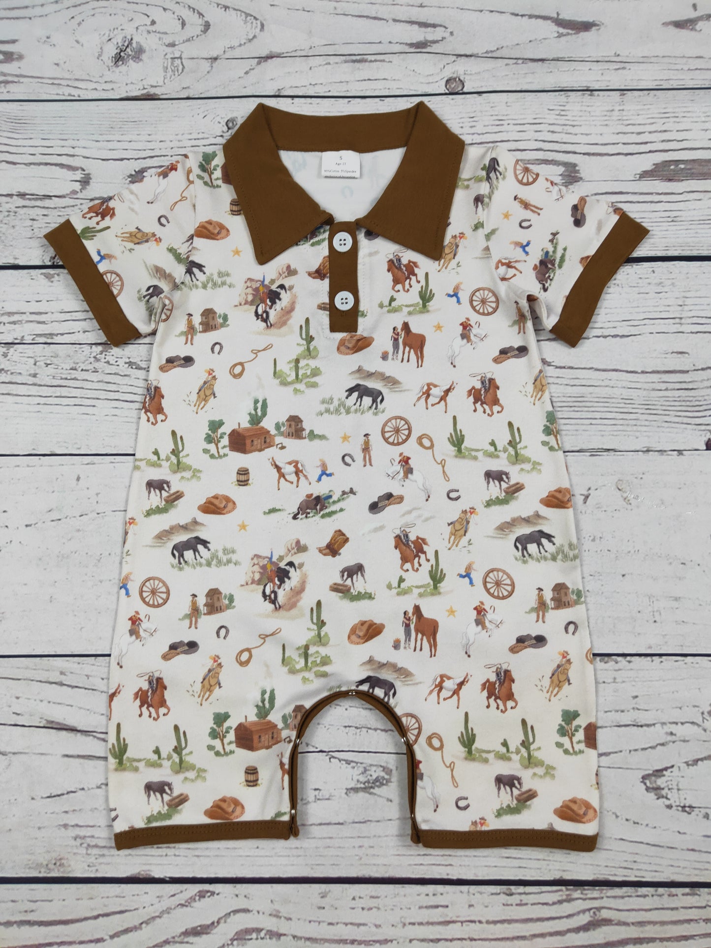 Baby Boy Western Printed Summer Romper
