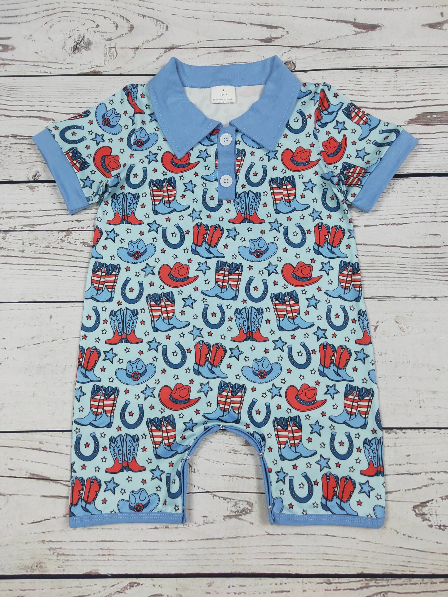 Baby Boy Western Printed Patriotic Romper
