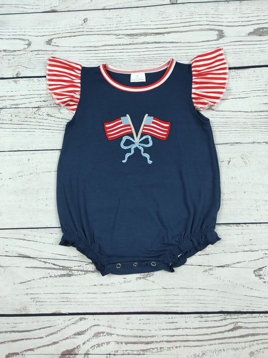 Baby Girl Bow Appliqué 4th Of JulyBubble