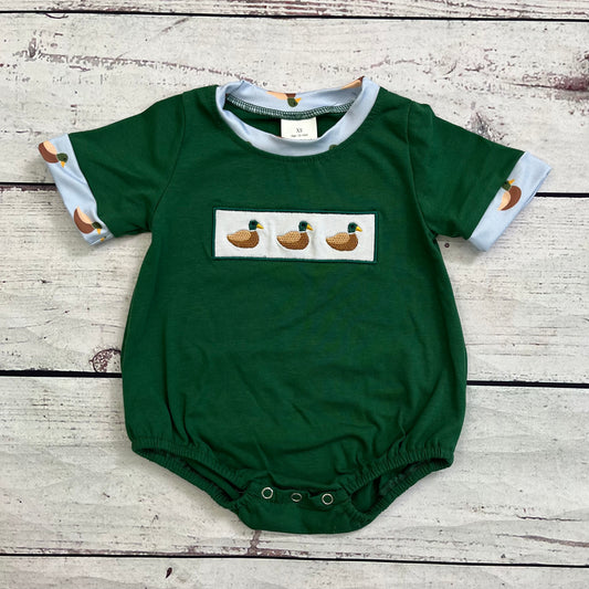 Green Duck Appliqué Baby Boy Bubble