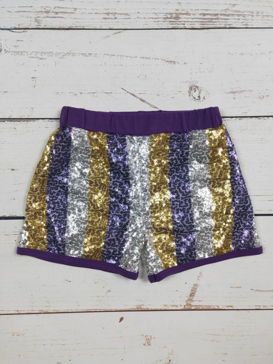Kids Sequin Summer Shorts With Purple Stripe