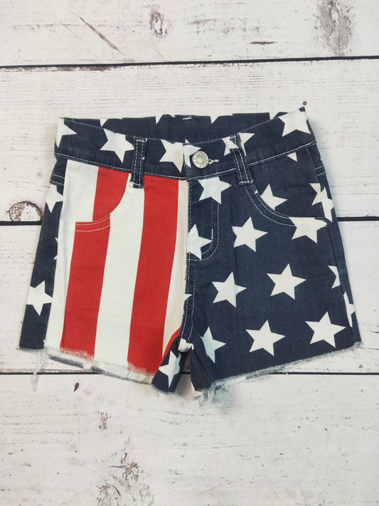 Stars Stripe Printed Patriotic Jeans Shorts