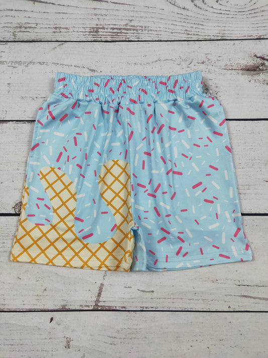 Boys Ice Cream Drip Printed Shorts With Pockets