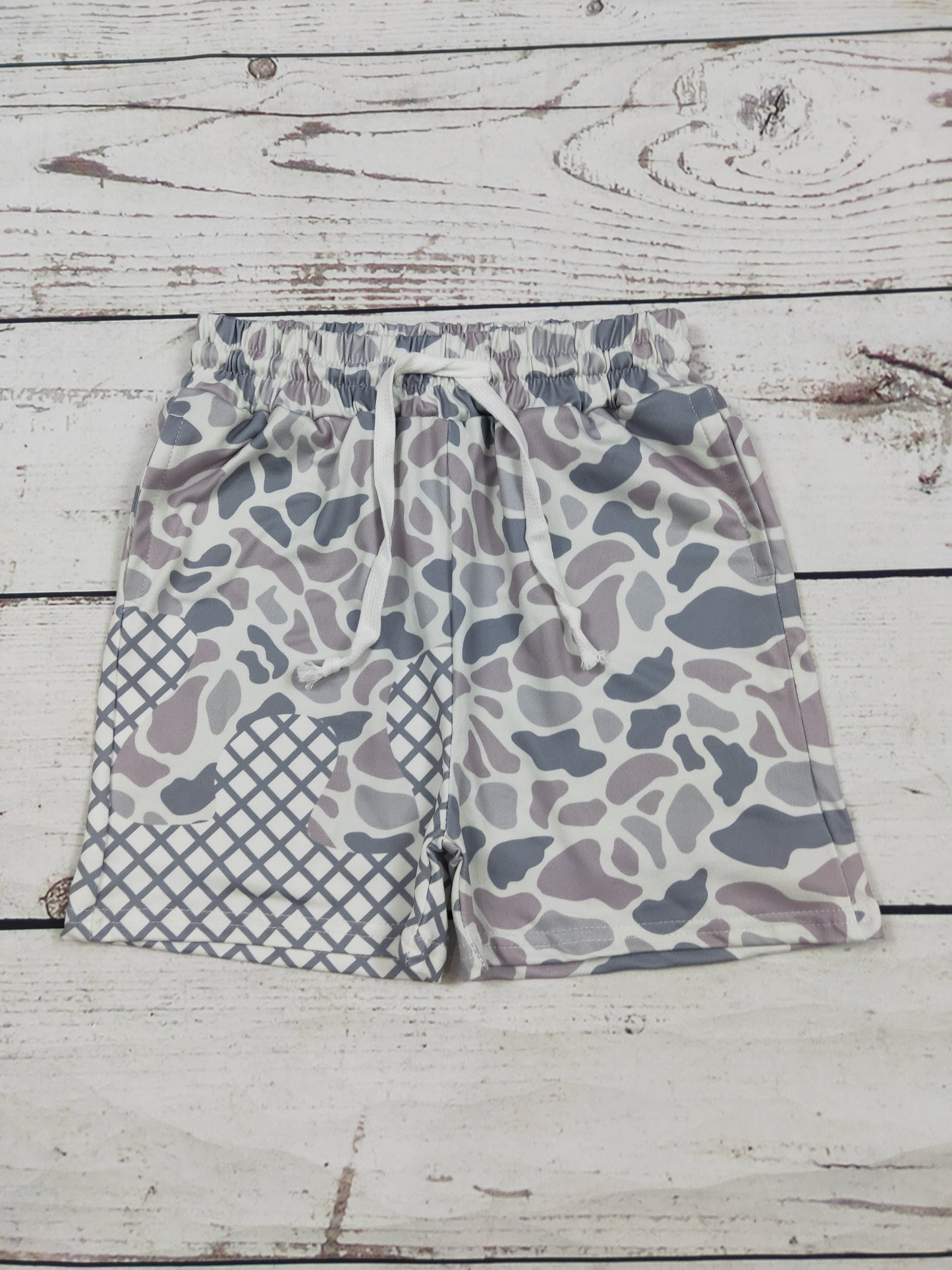Wholesale Boys Gray Camouflage Printed Shorts