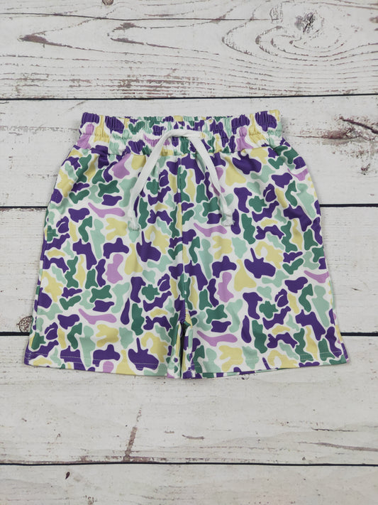 Boys Camouflage Printed Mardi Gras Shorts