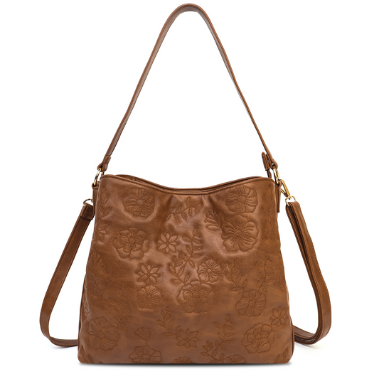 Brown Floral Shoulder Bag