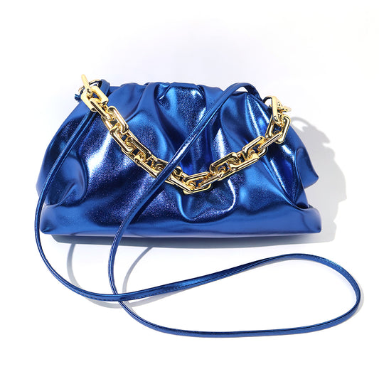 Blue Shoulder Bag with Chain